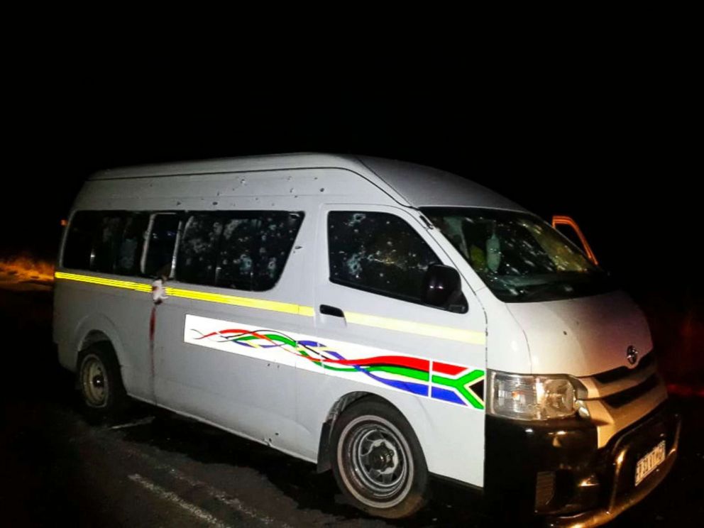 PHOTO: A minibus with bullet holes on its side is seen on the road between Weenen and Colenso, in KwaZulu Natal province, South Africa, July 22, 2018.