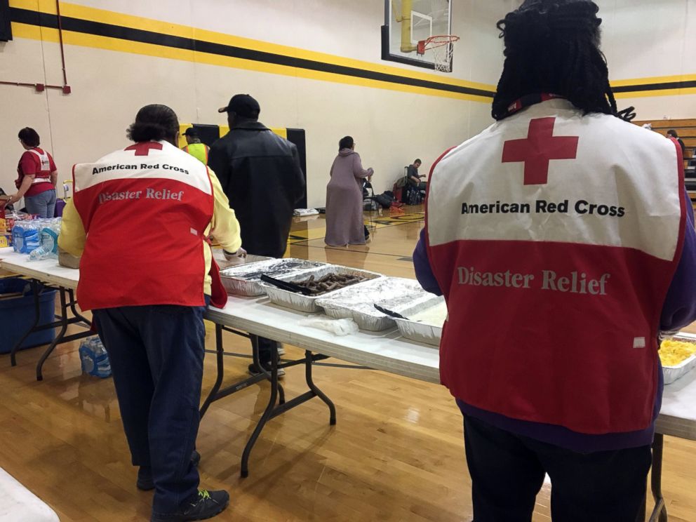 PHOTO: An image released by the American Red Cross shows volunteers serving breakfast to survivors of a fatal train crash near Cayce, S.C., Feb. 4, 2018.