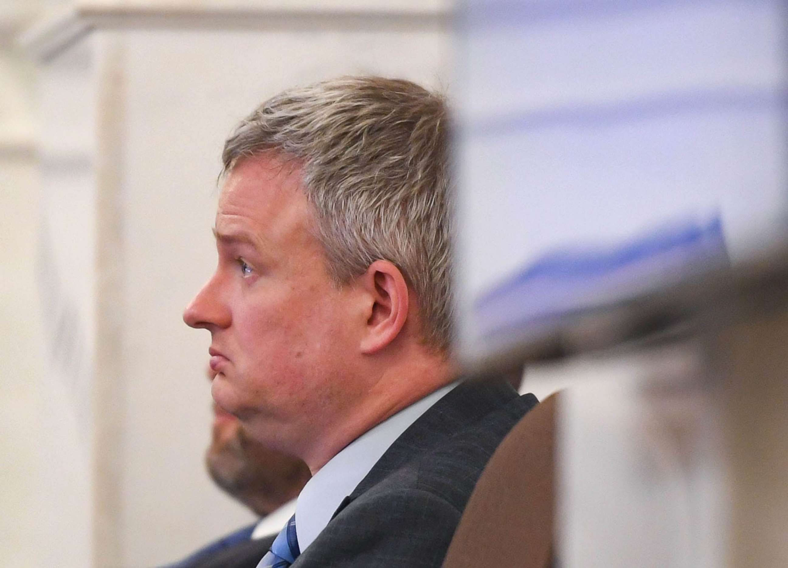PHOTO: Attorney General Jason Ravnsborg listens from the defense table during his impeachment trial in the State Capitol in Pierre, S.D., June 21, 2022.