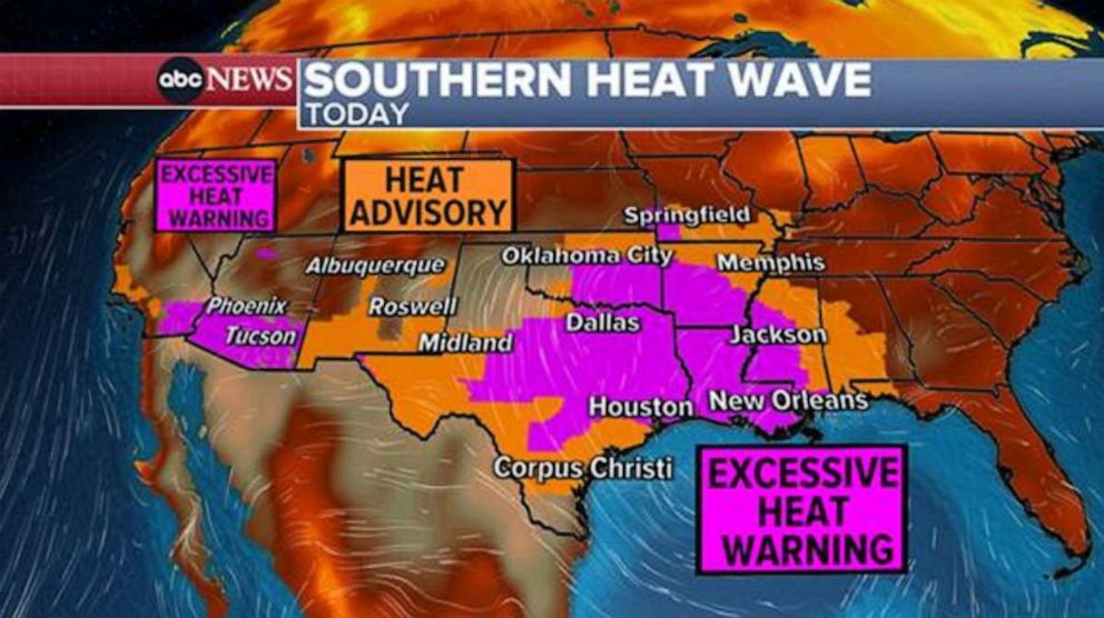 PHOTO: Southern heat wave graphic
