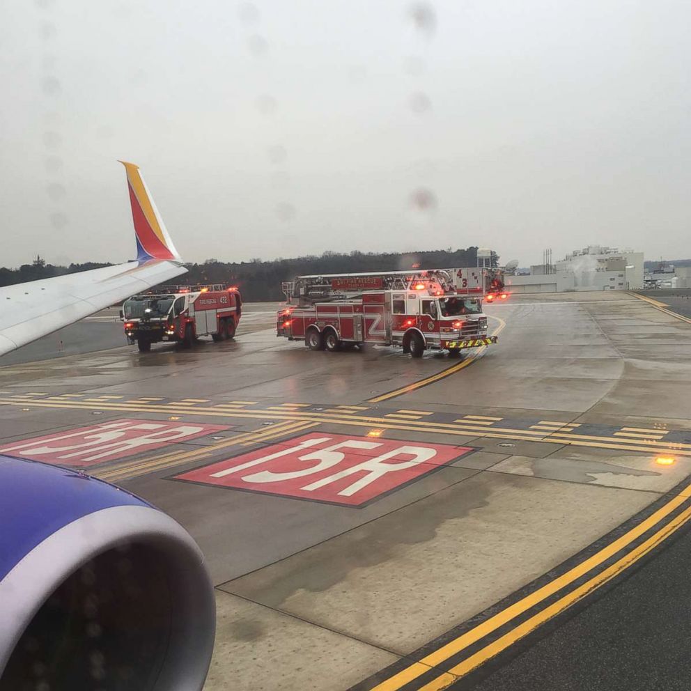 PHOTO: A Southwest Airlines plane skidded off the taxiway at the Baltimore/Washington International Thurgood Marshall Airport, Feb. 7, 2018.
