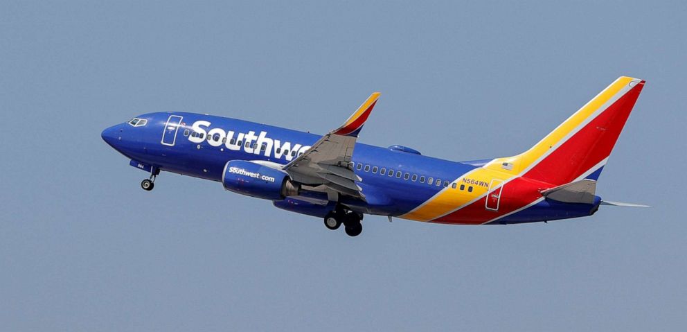 PHOTO:A Southwest Airlines Boeing 737-73V jet departs Midway International Airport in Chicago, April 6, 2021.