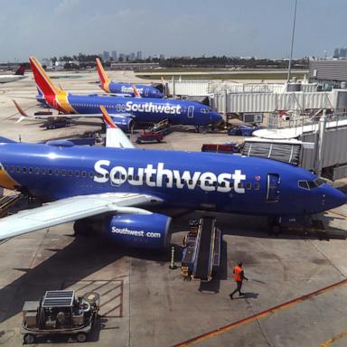 PHOTO: Southwest Airlines airplanes are serviced at their gates at Fort Lauderdale-Hollywood International Airport, May 18, 2024, in Fort Lauderdale, Fla.