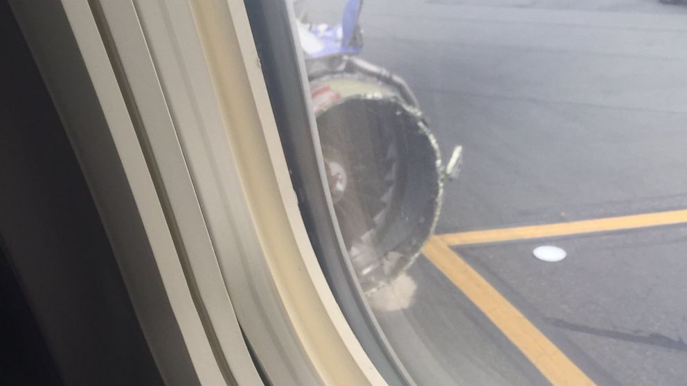 PHOTO: A view out the Southwest Airlines plane that made an emergency landing in Philadelphia taken by a passenger, April. 17. 2018.