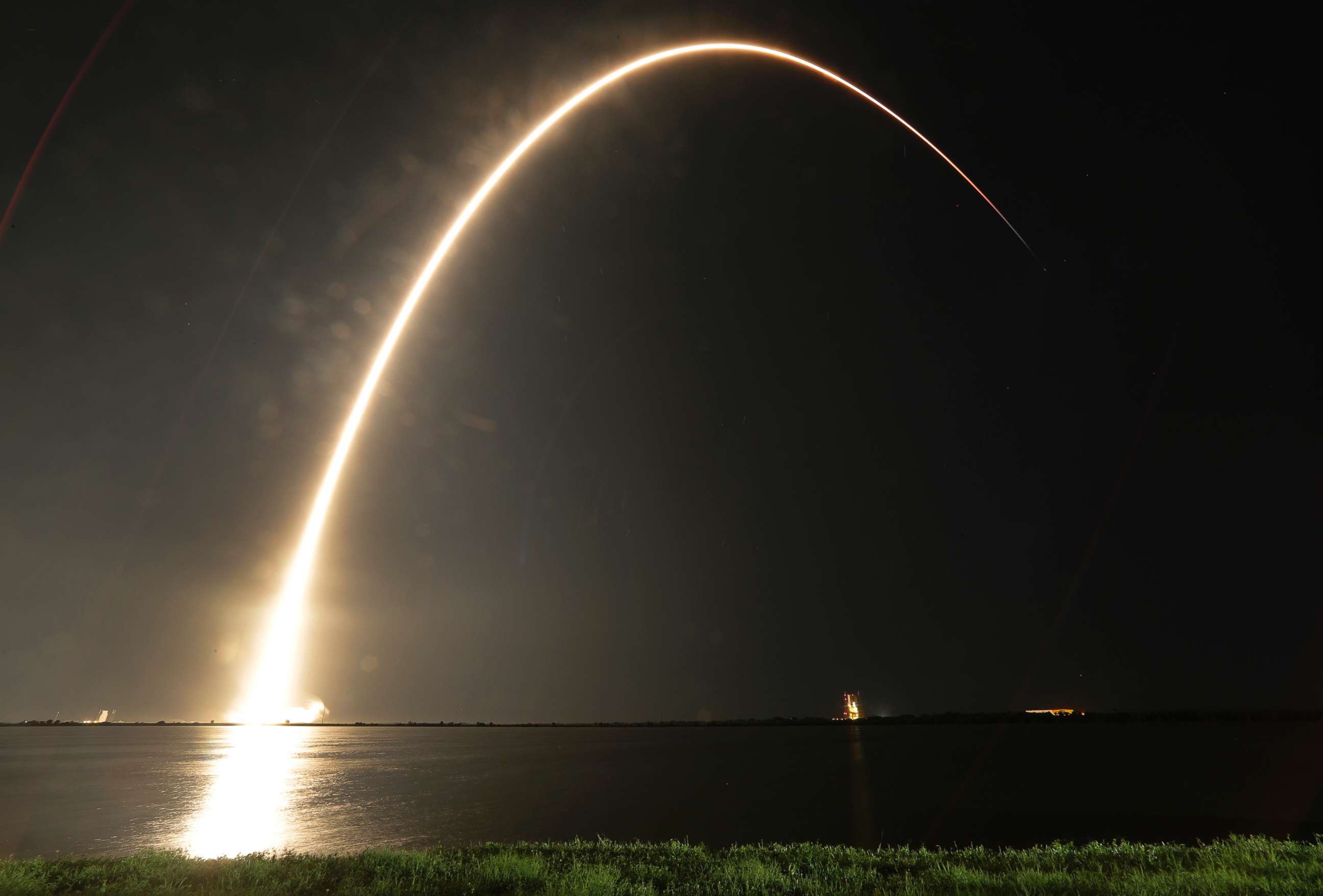 PHOTO: A Falcon 9 SpaceX rocket lifts off from the Cape Canaveral Air Force Station Complex 40 launch pad in Cape Canaveral, Fla., Aug. 7, 2018.