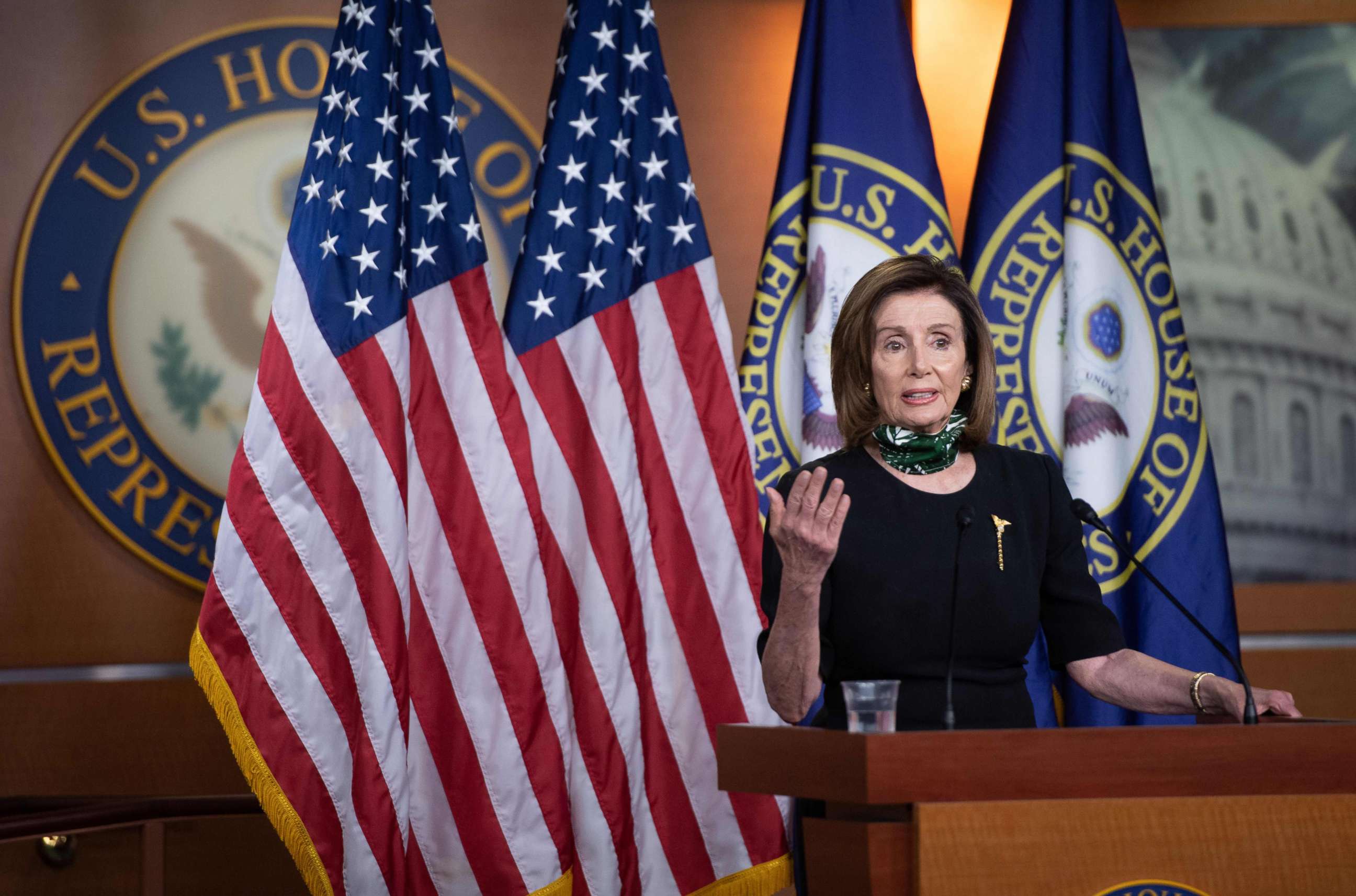 PHOTO: Speaker of the House Nancy Pelosi speaks during her weekly press conference on Capitol Hill in Washington, May 14, 2020.