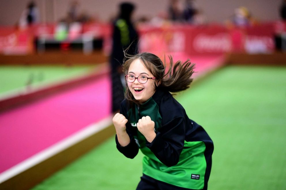 PHOTO: Sara Ahmed Felemban of Saudi Arabia compete in Bocce during the 2019 Special Olympics World Games, March 17, 2019, in Abu Dhabi, UAE.