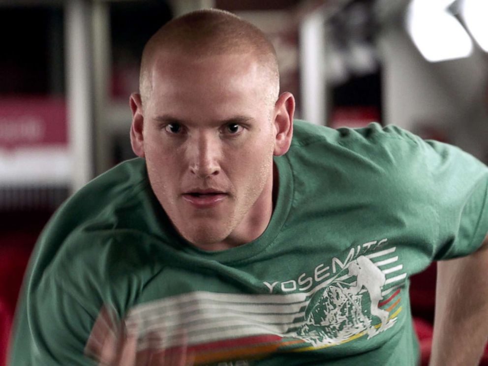 PHOTO: Spencer Stone in a scene from The 15:17 To Paris.