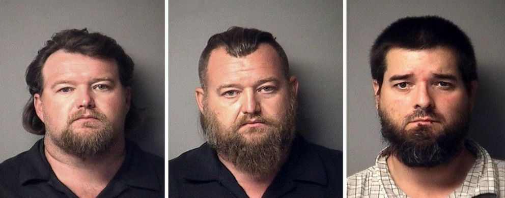 PHOTO: Michael Null, William Null and Eric Molitor in police booking photos. 