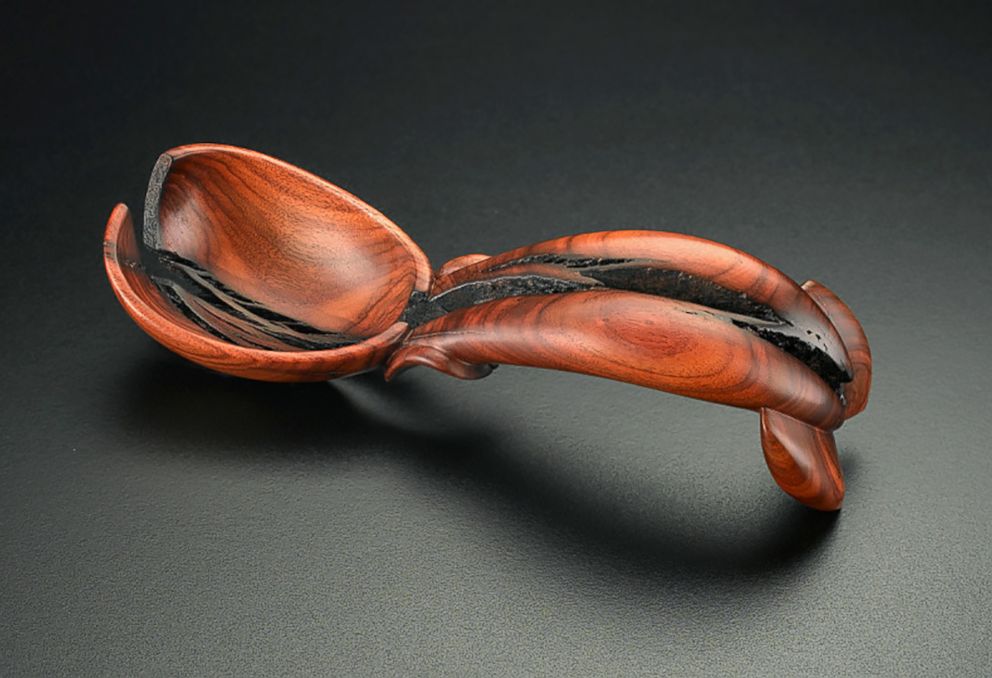 PHOTO: One of spoons hand-carved by artist Norm Sartorius, entitled,  "America 2008."