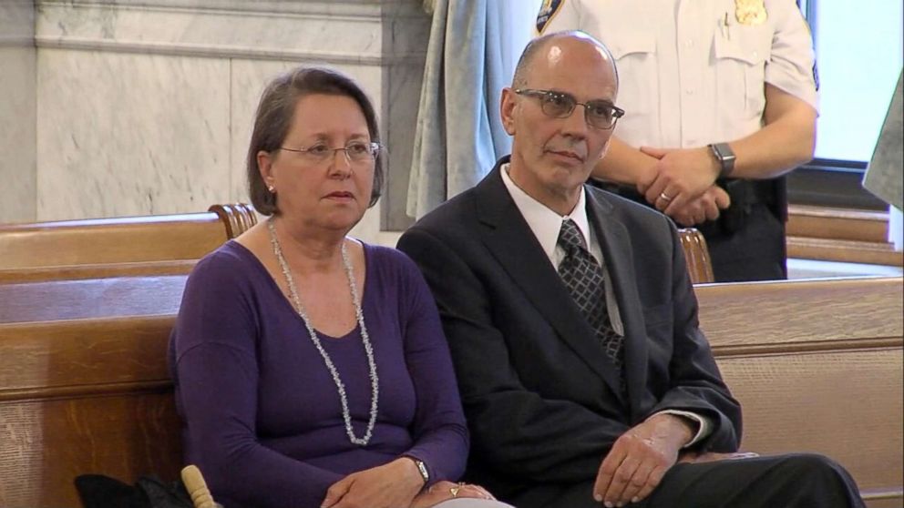 PHOTO: Christina and Mark Rotondo sit in New York State Supreme Court on May 22, 2018 during a proceeding where a judge told their son he must vacate their home in Camillus, N.Y.