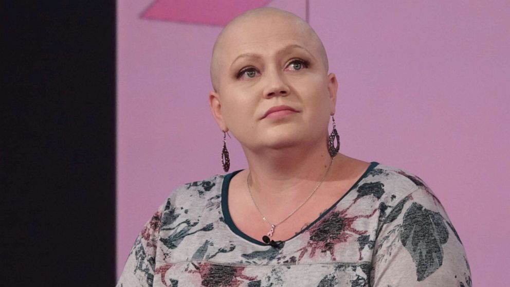 PHOTO: Breast cancer patient Sarah Weimer opens up about her breast cancer journey on "The View" on Oct. 17, 2019, for Breast Cancer Awareness Month.