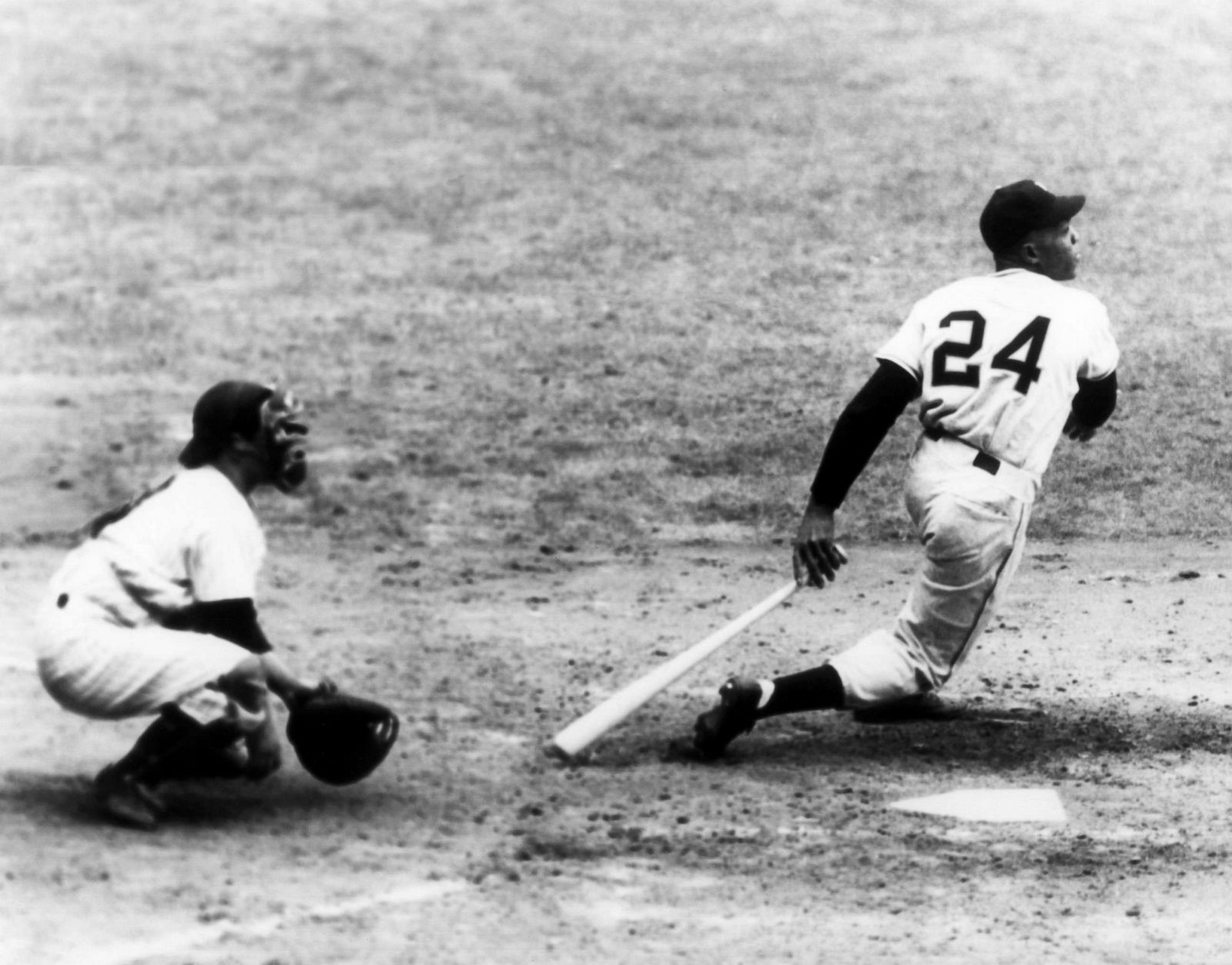 Willie Mays Holding Baseball Bat by Bettmann