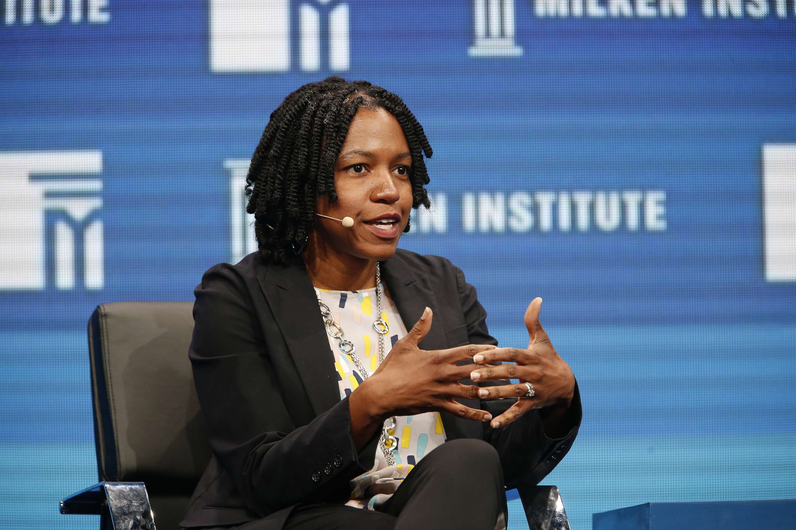 PHOTO: Stacy Brown-Philpot, chief executive officer of TaskRabbit Inc., speaks during the annual Milken Institute Global Conference in Beverly Hills, Calif., May 4, 2016. 