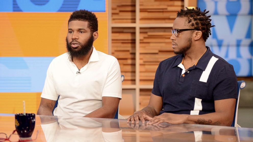 PHOTO: Rashon Nelson and Donte Robinson appear on "Good Morning America," April 19, 2018, to discuss their arrest at a Philadelphia Starbucks.