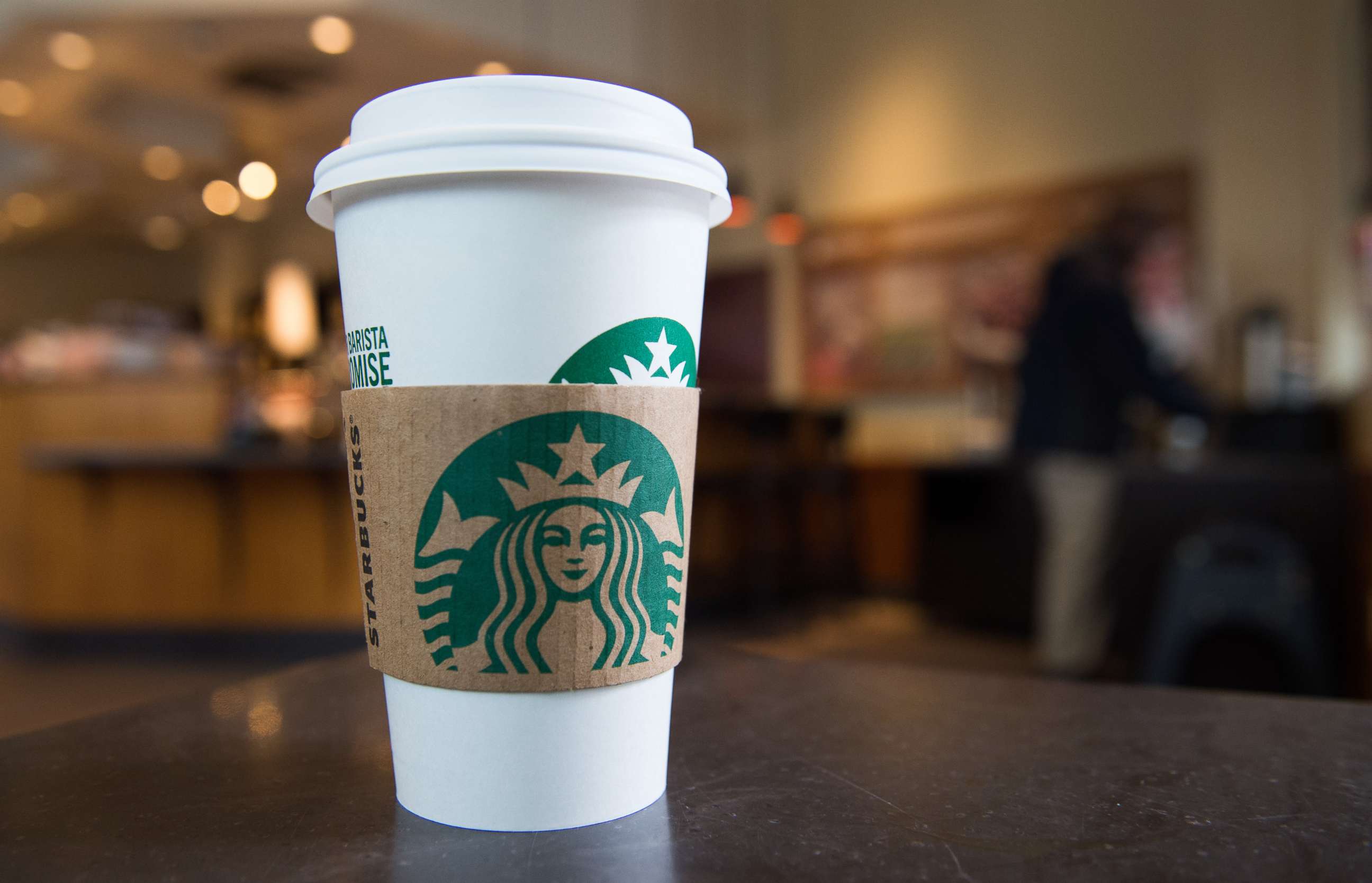PHOTO: A Starbucks coffee cup is seen inside a Starbucks Coffee shop in Washington, DC.