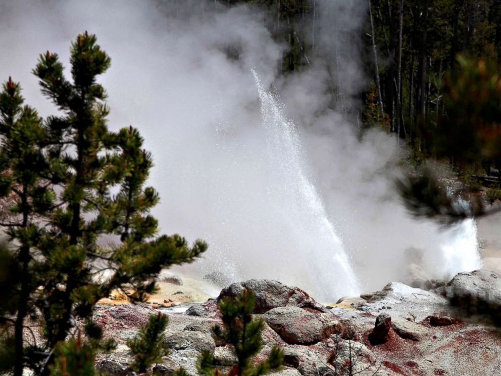 PHOTO: File photo of the Steamboat Geyser erupting in Yellowstone National Park, Wyoming, June 21, 2011.