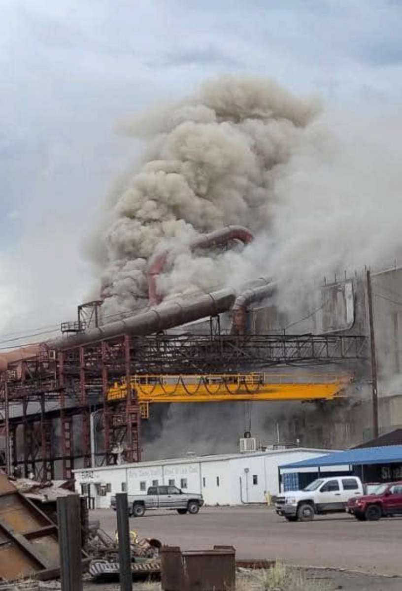 PHOTO: Pueblo firefighters respond to an explosion at the Evraz Rocky Mountain Steel Plant, May 29, 2021, in images posted to their Facebook page.