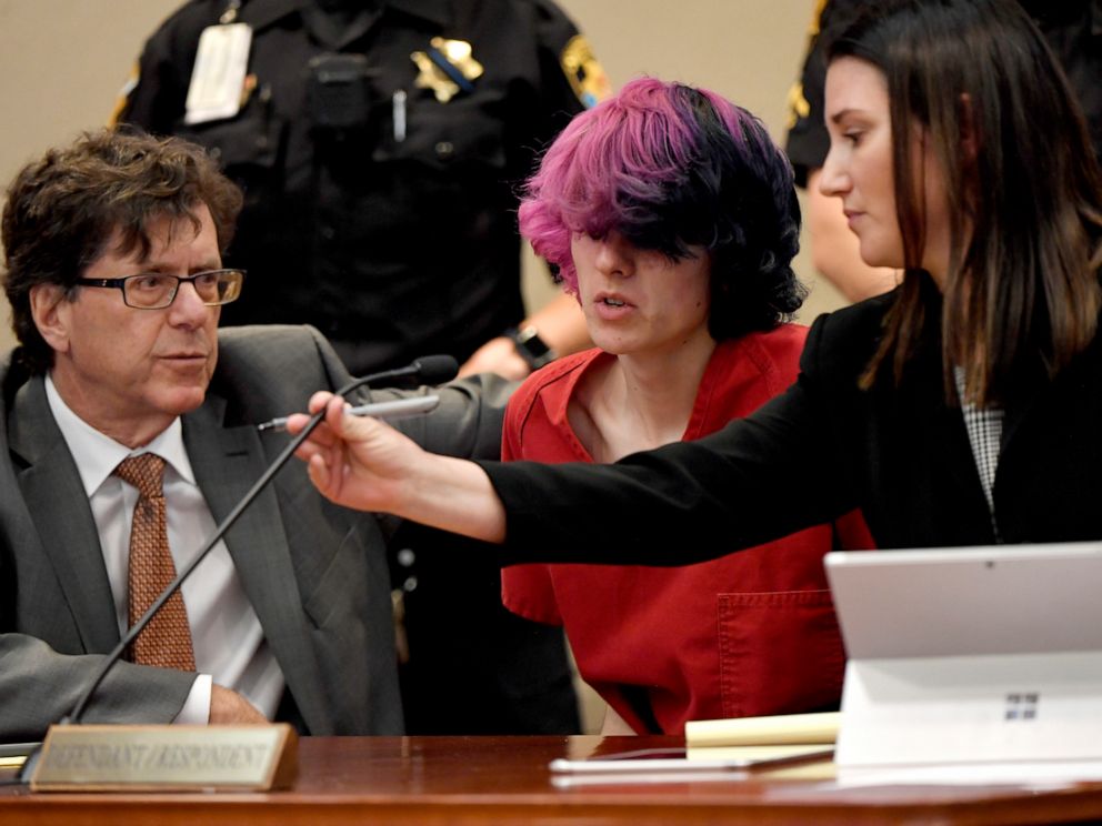 PHOTO: Devon Erickson, an accused STEM school shooter, answers the judge during his advisement at the Douglas County Courthouse in Castle Rock, Colo., May 8, 2019.