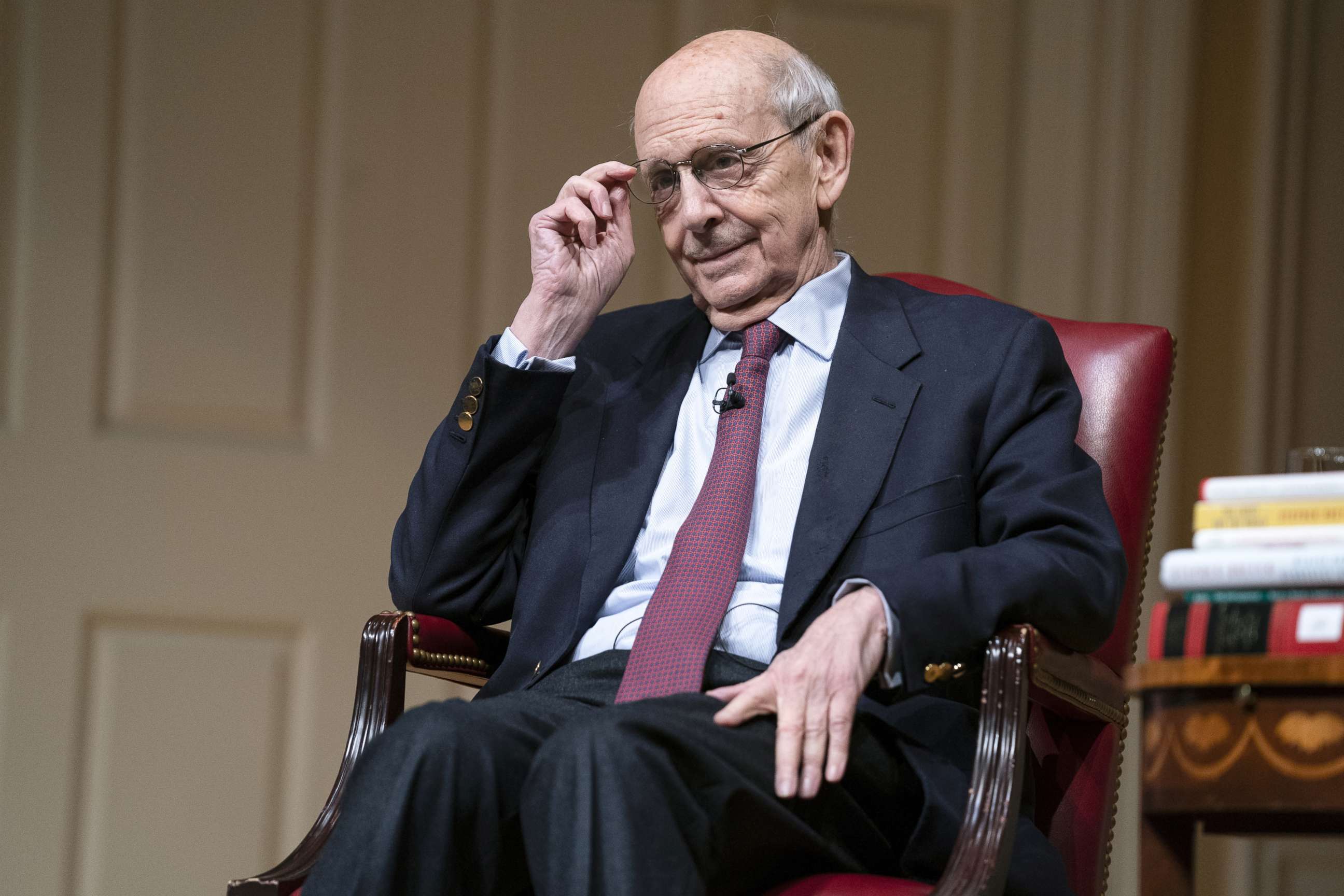 PHOTO: Stephen Breyer, associate justice of the U.S. Supreme Court, speaks during a discussion at the Law Library of Congress in Washington, D.C., Feb. 17, 2022.