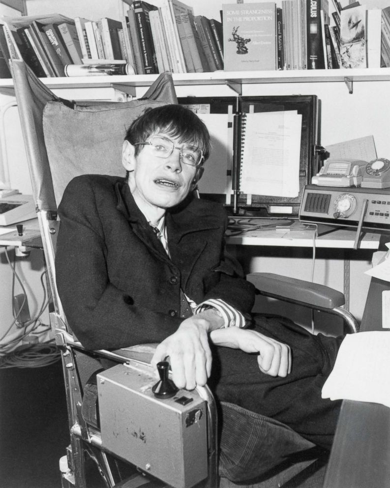 PHOTO: Mathematical physicist Dr. Stephen Hawking in his office circa 1982. 
