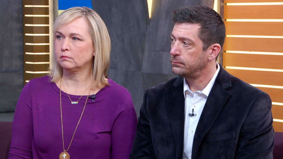 PHOTO: Jim and Evelyn Piazza, the parents of 19-year old Penn State University sophomore Tim Piazza who died following an alleged hazing incident, speak out in an interview with ABC News' Michael Strahan. 