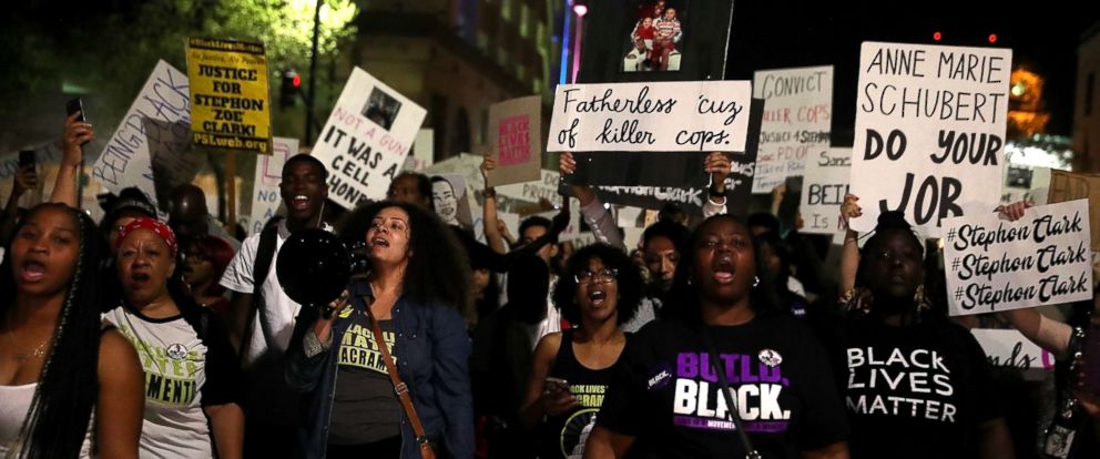 PHOTO: Black Lives Matter protesters march through the streets of Sacrament...