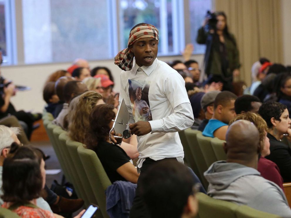 PHOTO: Stevante Clark, the brother of Stephon Clark, who was shot and killed by Sacramento police, leaves a meeting of the Sacramento City Council, Tuesday, April 10, 2018, in Sacramento, Calif.