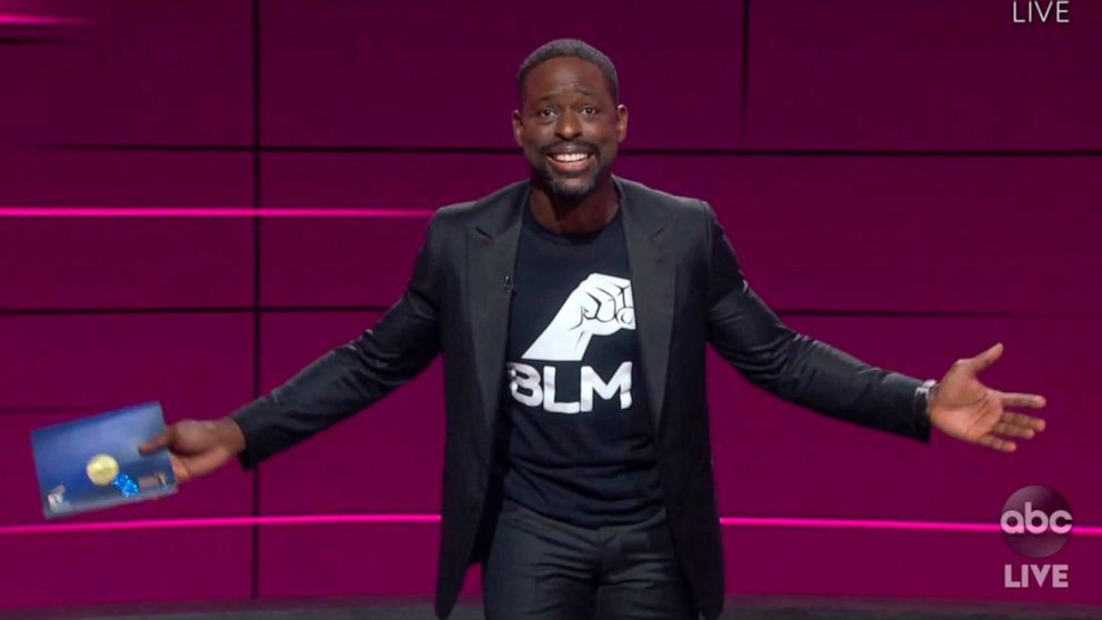 PHOTO: In this video grab, Sterling K. Brown presents the award for outstanding drama series during the 72nd Emmy Awards broadcast on ABC, Sept. 20, 2020.