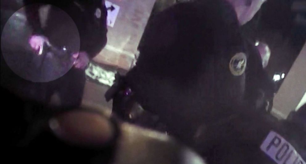 PHOTO: An officer took out his gun during the Sterling Brown tasing incident in Milwaukee, in Jan. 2018, body-cam video shows.