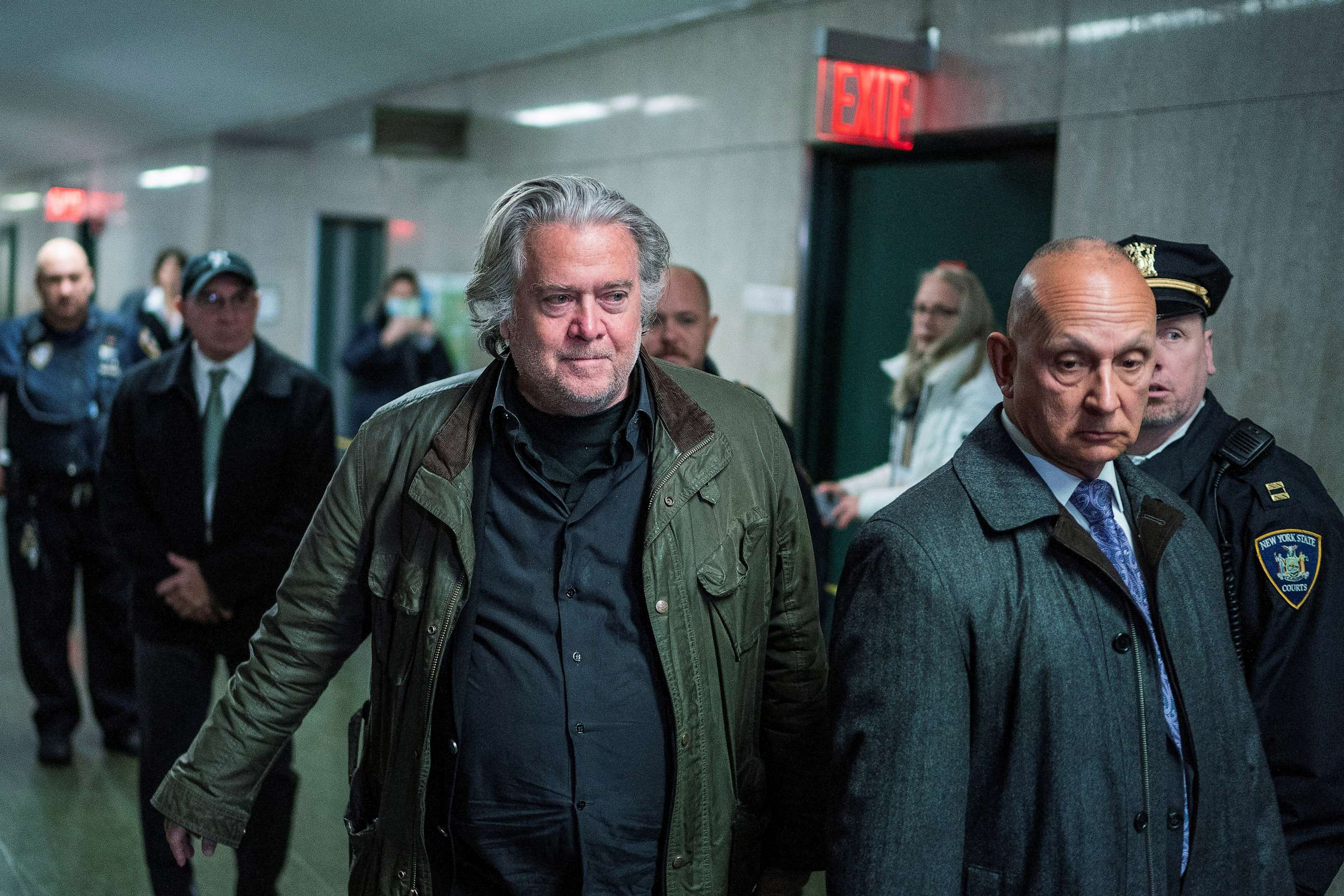 PHOTO: Former White House Chief Strategist Steve Bannon arrives at New York State Supreme Court for a hearing, Jan. 12, 2023, in New York City.