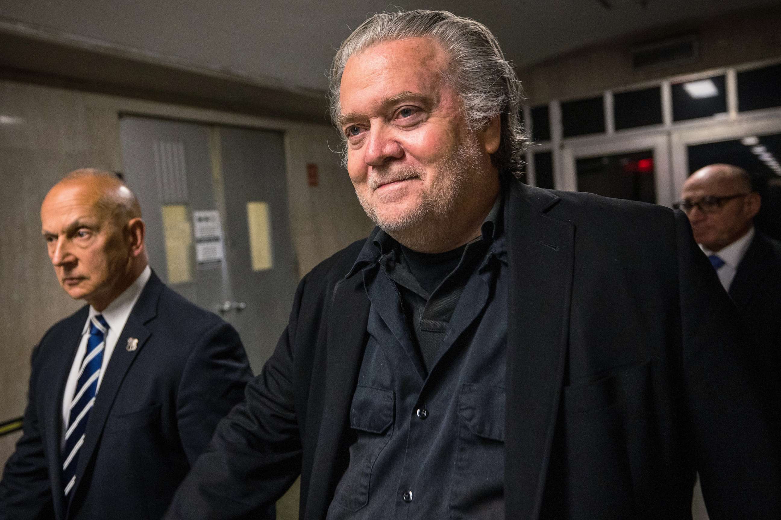 PHOTO: Steve Bannon, former advisor to President Donald Trump, leaves after a court appearance at NYS Supreme Court on May 25, 2023 in New York City.