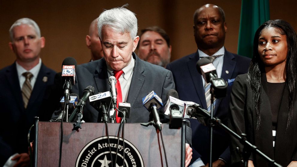 PHOTO: Shelby County District Attorney Steve Mulroy answers questions during a press conference on Thursday, Jan. 26, 2023, after five fired Memphis Police Officers were charged in the murder of Black motorist Tyre Nichols.