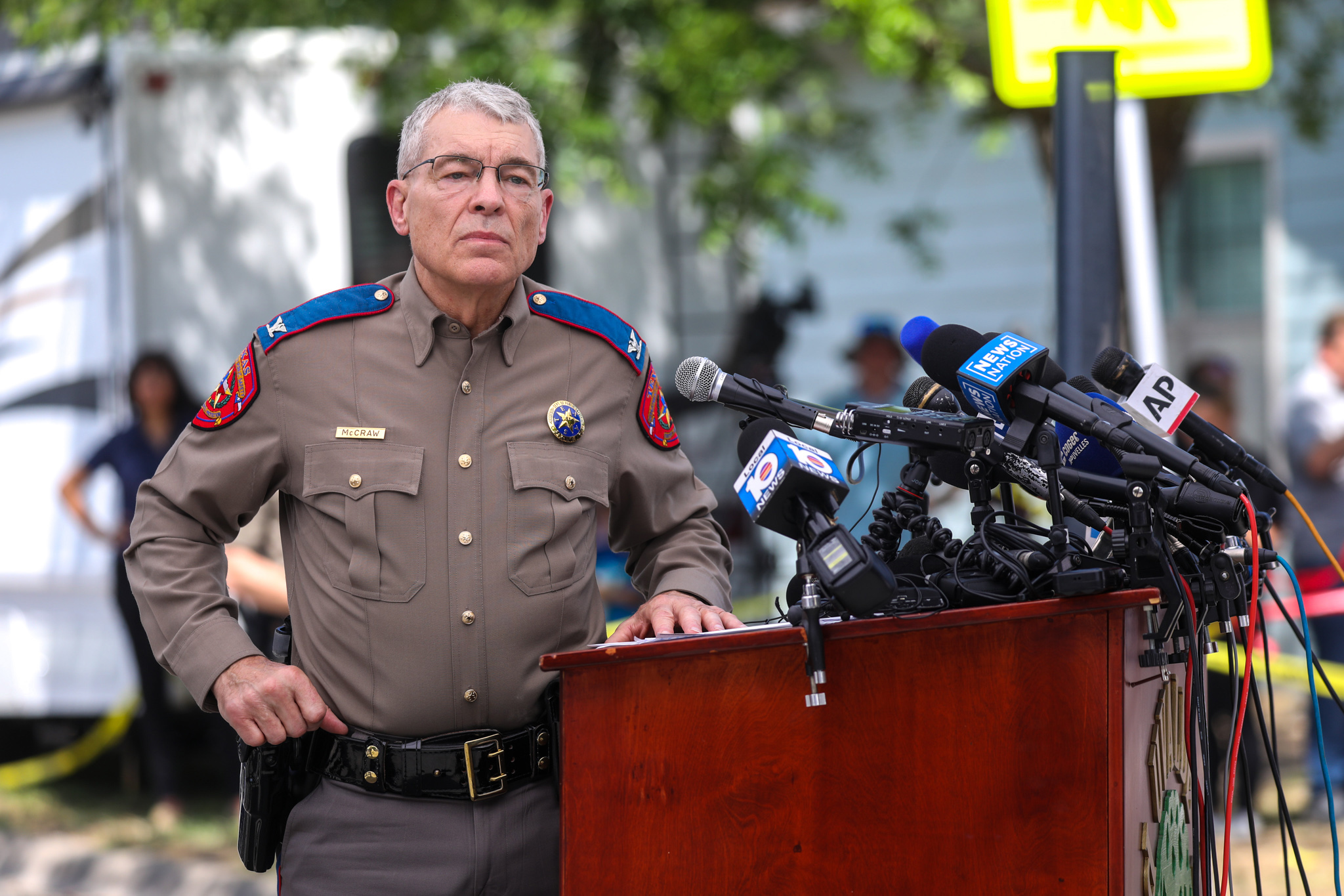PHOTO: Col. Steven C. McCraw, Director of the Texas Department of Public Safety, speaks during a press conference about the mass shooting at Robb Elementary School on May 27, 2022, in Uvalde, Texas.