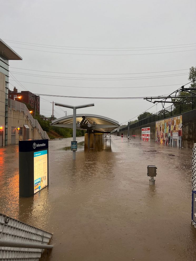 PHOTO: Record rainfall in the St. Louis area created massive flooding at the Forest Park-DeBaliviere train station on Tuesday, July 26, 2022.