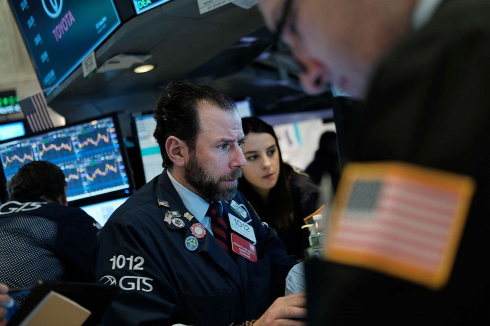 PHOTO: Traders work on the floor of the New York Stock Exchange (NYSE) on March 02, 2020 in New York City following a week that saw a massive sell off due to fears over the coronavirus.
