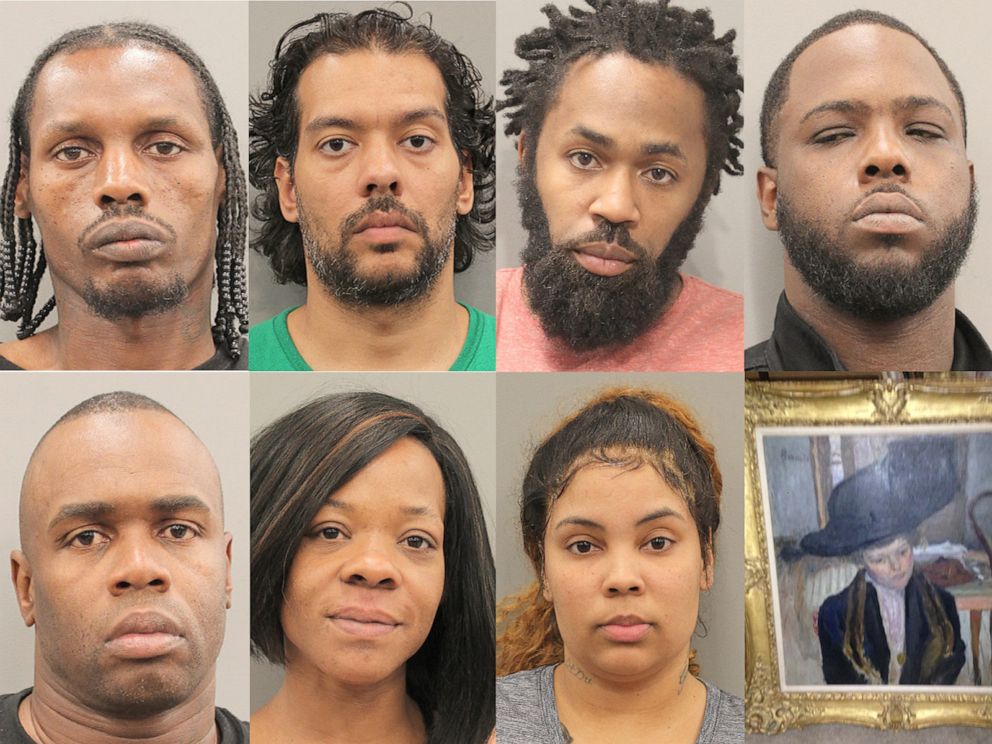 PHOTO: Suspects allegedly used social media to track the homes and the owners. From top left, Andre Miles, Nick Brown, Nicholas Lawrence Johnson, Julian Franklin, Archie Thompkins, Gashara Bradshaw, Jasmine Maynes.