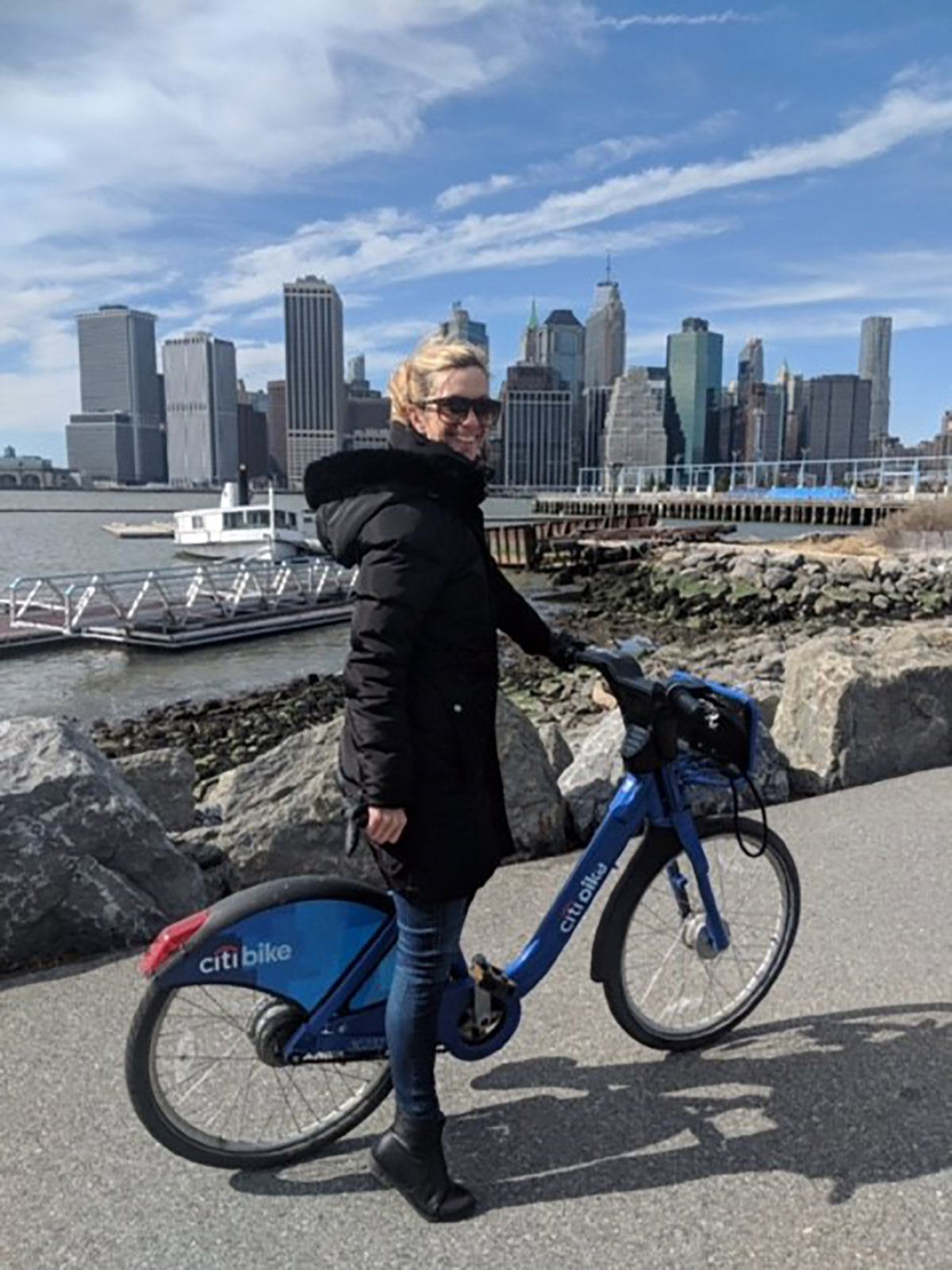 PHOTO: Amanda Needham, of Brooklyn, poses on a bicycle in New York.