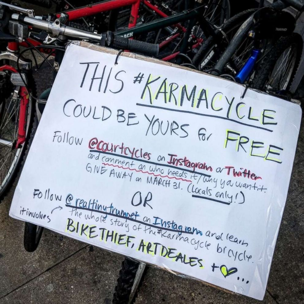 PHOTO: Amanda Needham is working with a local bicycle shop to give away a bicycle given to her by strangers.