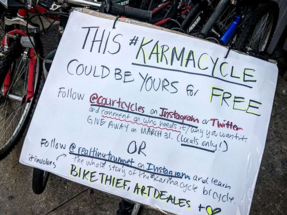 PHOTO: Amanda Needham is working with a local bicycle shop to give away a bicycle given to her by strangers.