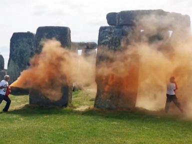 2 charged in connection with orange spray attack on Stonehenge monuments