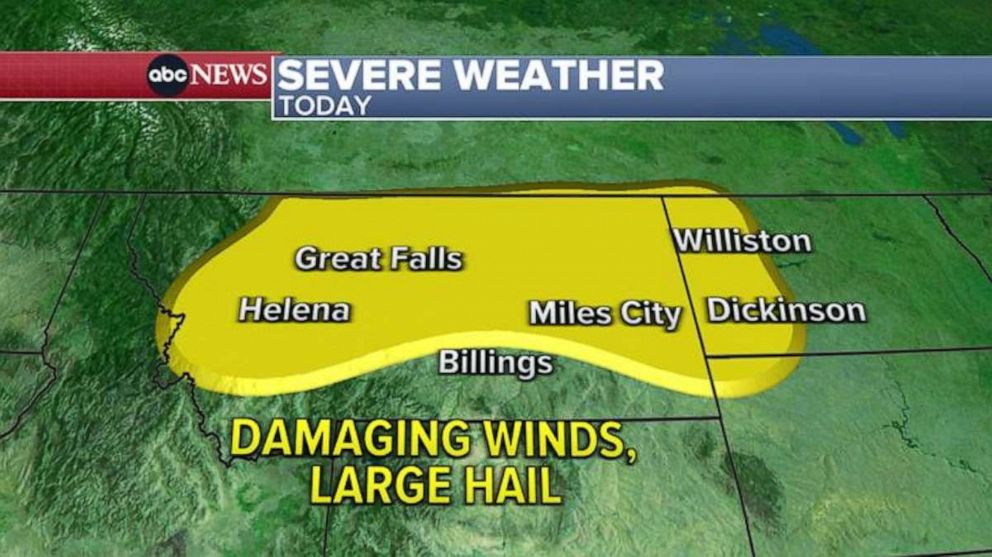 PHOTO: Severe weather forecast for Montana and Dakotas, with huge hail and damaging winds.