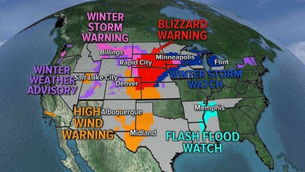 Storm alerts have been issued for over a dozen states as a system moves across the U.S. on Friday.
