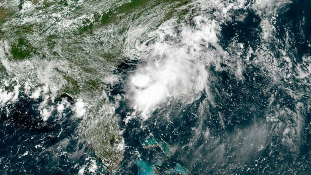 PHOTO: A NOAA image taken at 11:30 a.m., Saturday, July 2, 2022, shows Tropical Storm Colin off the Atlantic coast of the U.S.