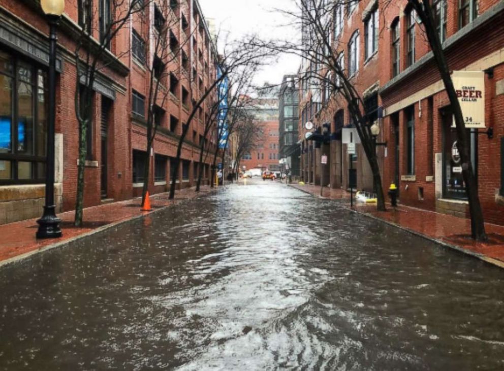 PHOTO: Severe flooding is pictured on a street in Boston, Mass., March 2, 2018. 