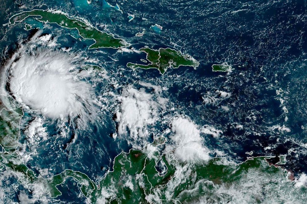 PHOTO: This satellite image of Tropical Storm Lisa under Cuba in the Caribbean Sea, Nov. 1, 2022.