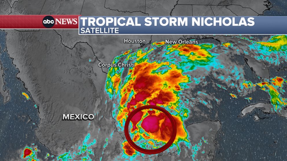 PHOTO: Tropical Storm Nicholas satellite map.