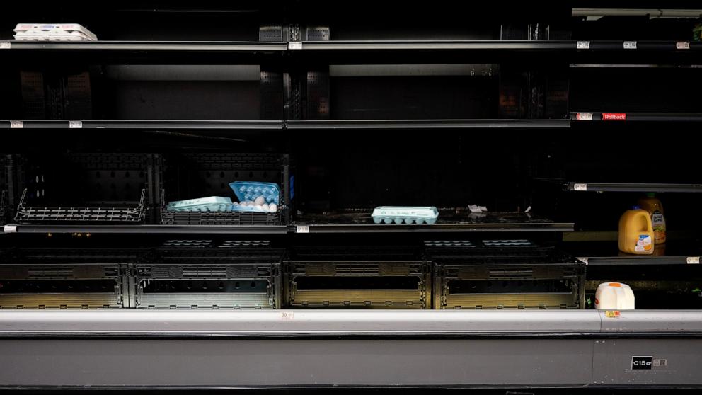 PHOTO: Empty shelves are seen at Walmart on January 22, 2026 in Little Rock, Arkansas.