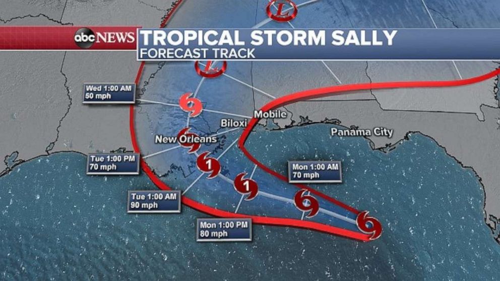 PHOTO: Tropical Storm Sally is forecast to hit the Gulf Coast as a hurricane.