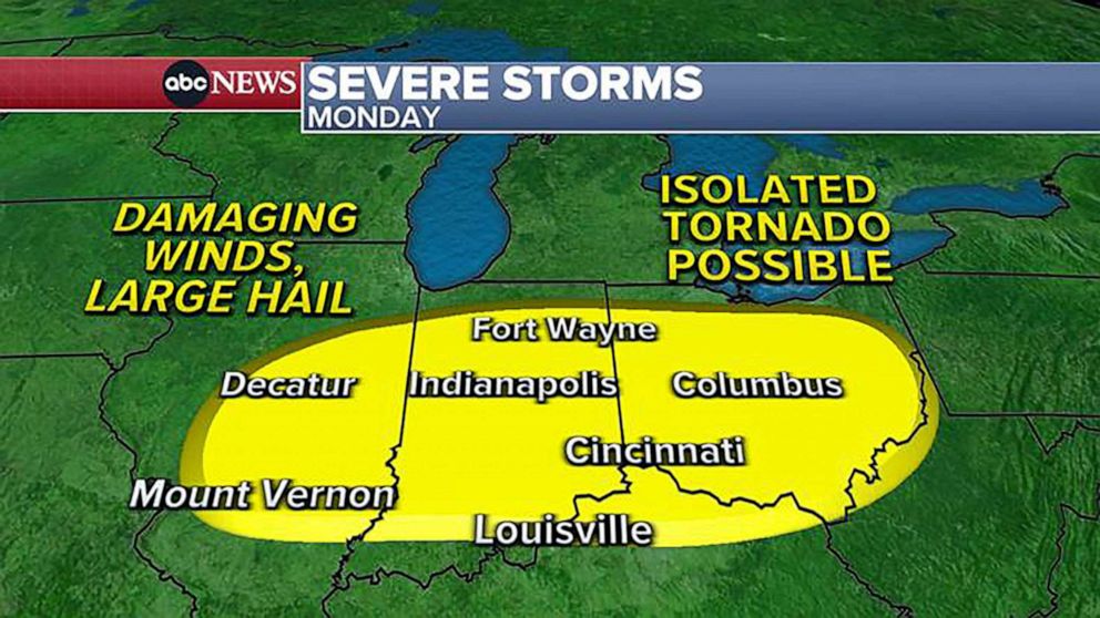 PHOTO: Severe thunderstorms in the forecast for Illinois, Indiana, Ohio and northern Kentucky on Feb. 27, 2023.